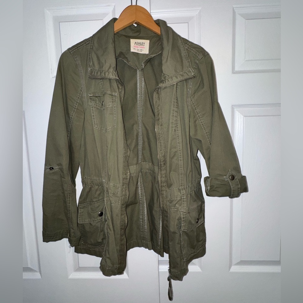 Ashley Utility Collection Cotton Anorak Jacket (Olive Green) - Picture 6 of 11